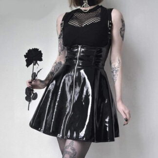 Black Vinyl Jumper Dress
