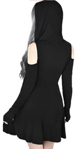 Cold Shoulder Hooded Mini Dress