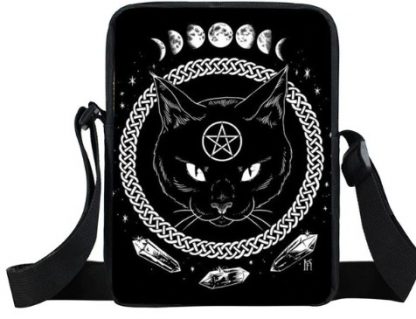 Satanic Black Cat Mini Messenger Bag #1