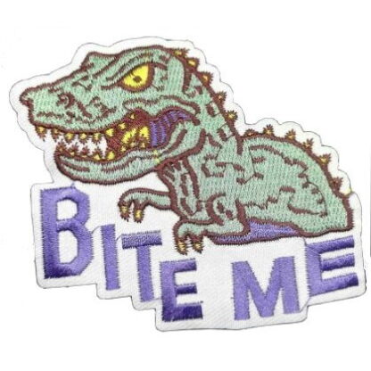 Bite Me T-Rex Dinosaur Iron-On Patch