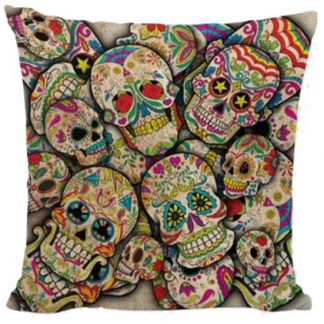 Day of the Dead Sugar Skull Pillow Cover #5