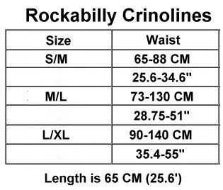 Rockabilly Crinoline Size Chart