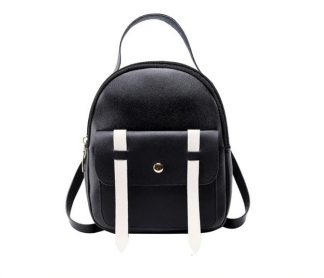 Black & White Mini-Backpack with Earphone Access