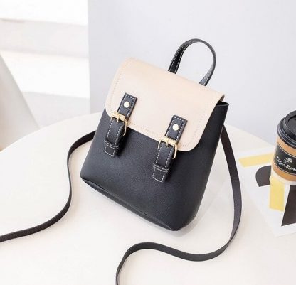 Black & Cream Mini-Backpack with Earphone Access