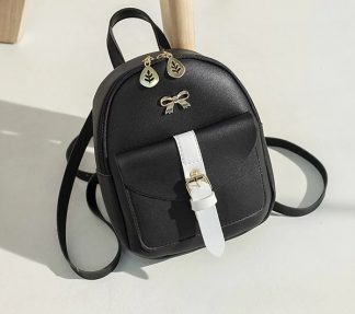 Black & White Mini-Backpack with Earphone Access #3
