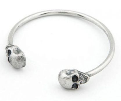 Skull Open Bangle Bracelet - Silver
