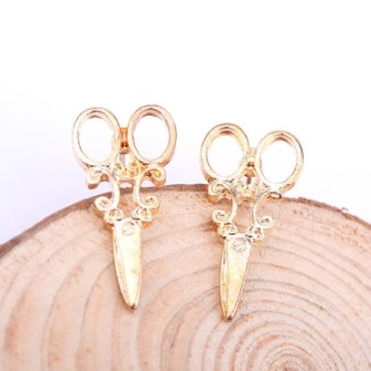Antique Scissors Earrings - Gold