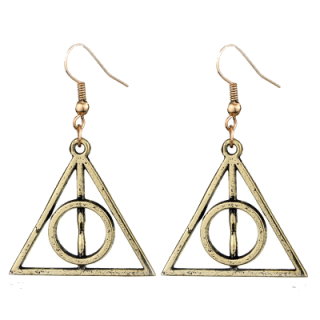 Harry Potter Deathly Hallows Dangle Earrings - Antique Gold