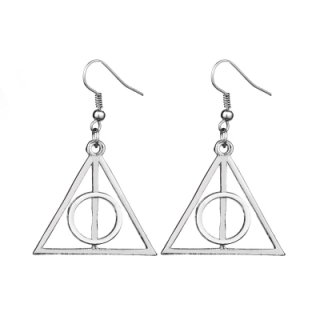 Harry Potter Deathly Hallows Dangle Earrings - Silver