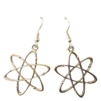 Atom Symbol Antiqued Silver Earrings