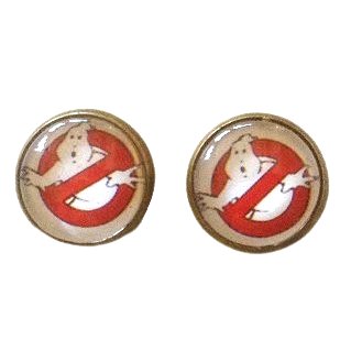 Ghostbusters Antique Brass Stud Earrings
