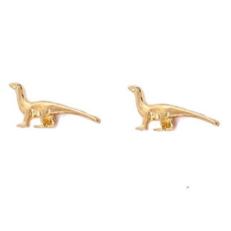 Dinosaur Brontosaurus Stud Earrings - Gold