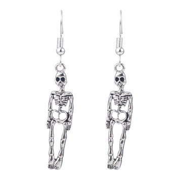 Skeleton Dangle Earrings - Antique Silver