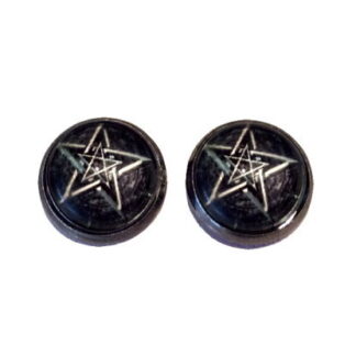 Pentagram Cabichon Stud Earrings - Black