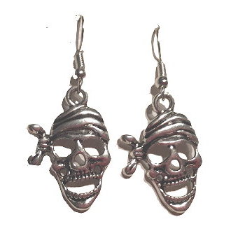 Pirate Skull Dangle Earrings