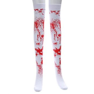 Over The Knee Long Stockings - White with Blood Spatter