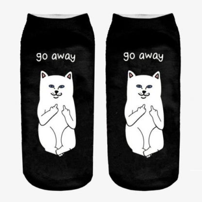Naughty Kitty Go Away Ladies Ankle Socks