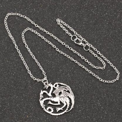 Game of Thrones House Targaryen Dragon Necklace - Silver