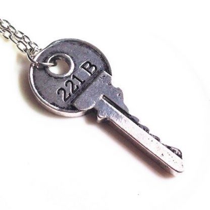 Sherlock Holmes Key to 221B Baker Street Necklace - Modern Key, Silver