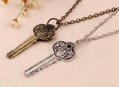 Sherlock Holmes Key to 221B Baker Street Necklace - Antique Key, Silver or Brass