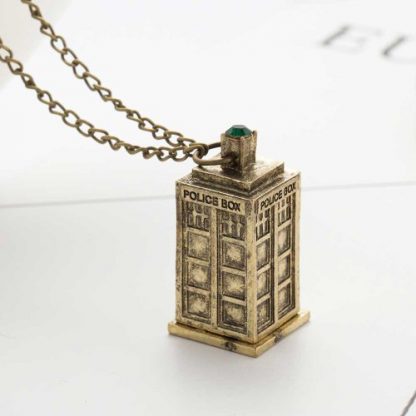 Doctor Who Tardis Necklace - Antique Brass