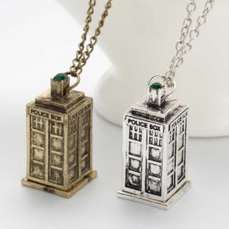 Doctor Who Tardis Necklace - Antique Silver or Antique Brass
