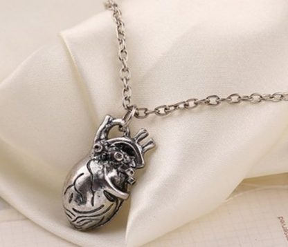 Anatomical Heart Necklace – Antique Silver