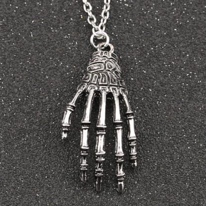 Skeleton Hand Necklace - Antique Silver