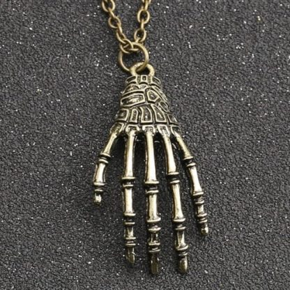 Skeleton Hand Necklace - Antique Brass