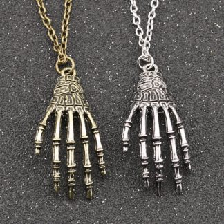 Skeleton Hand Necklace - Antique Brass or Antique Silver