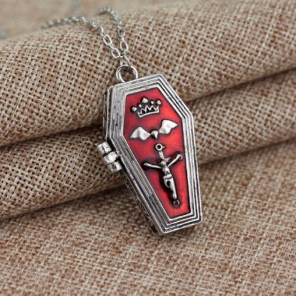 Red Coffin Locket Necklace