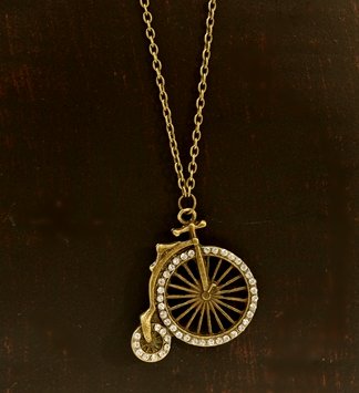 Vintage Steampunk Penny Farthing Necklace