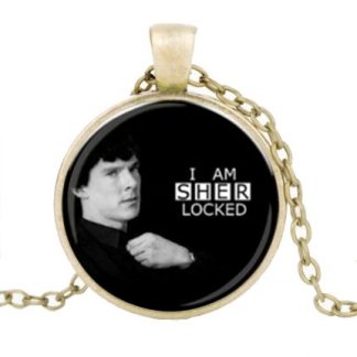 I Am Sherlocked Cabochon Necklace #2 - Gold