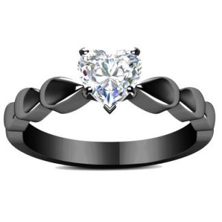 Crystal and Black Heart Ring