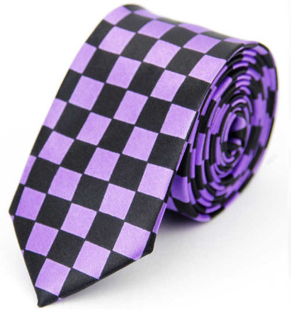 Checkered Black & Purple Tie