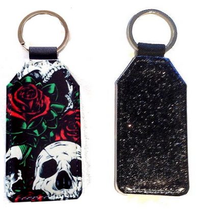 Sparkles & Patterns Key Chain #1 Roses & Skulls Tattoo Style