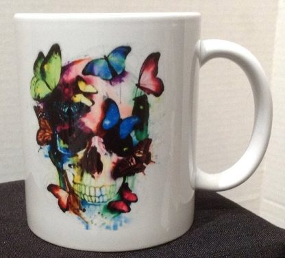 Watercolor Skull & Butterflies Tattoo Mug