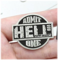 Hell Admit One Round Enamel Pin