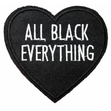 All Black Everything Black Heart Iron-On Patch