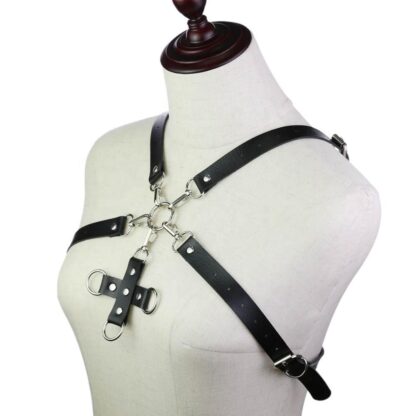 PU Leather Center Cross Chest Harness