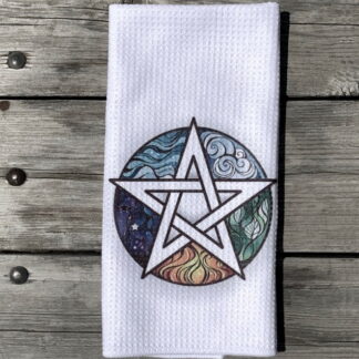 Wiccan Pentagram Dish Towel