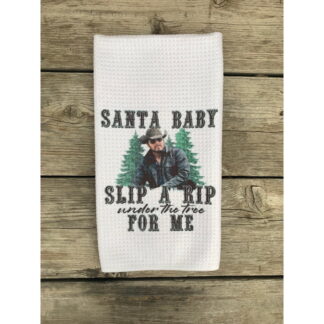 Yellowstone Rip Wheeler Santa Baby Christmas Dish Towel