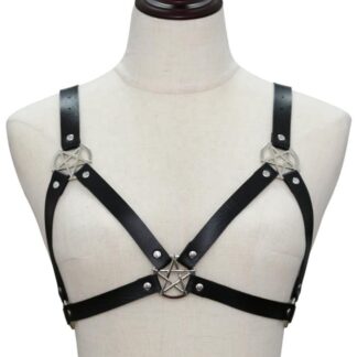 Bondage Bra - Pentagrams PU Leather