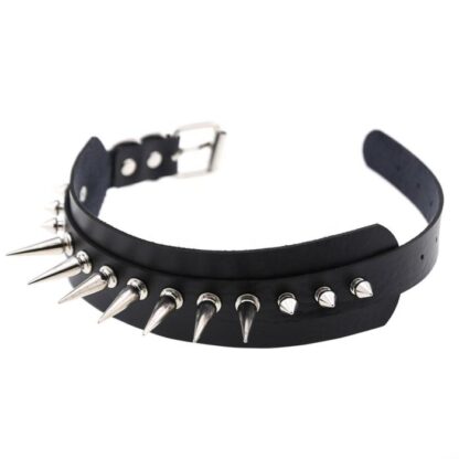 Choker - Multi Length Silver Spiked PU Leather