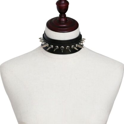 Choker - Multi Length Silver Spiked PU Leather