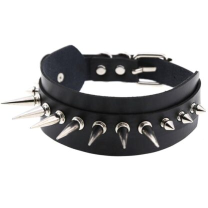 Choker - Multi Length Silver Spiked PU Leather