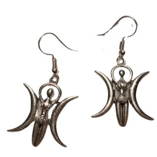 Wiccan Goddess Crescent Moon Dangle Earrings