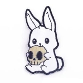 Bunny Snuggles Skull Iron-On Patch