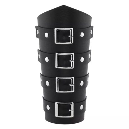 Wrist Gauntlets with Buckle Front and Lace Up Back - Set of 2